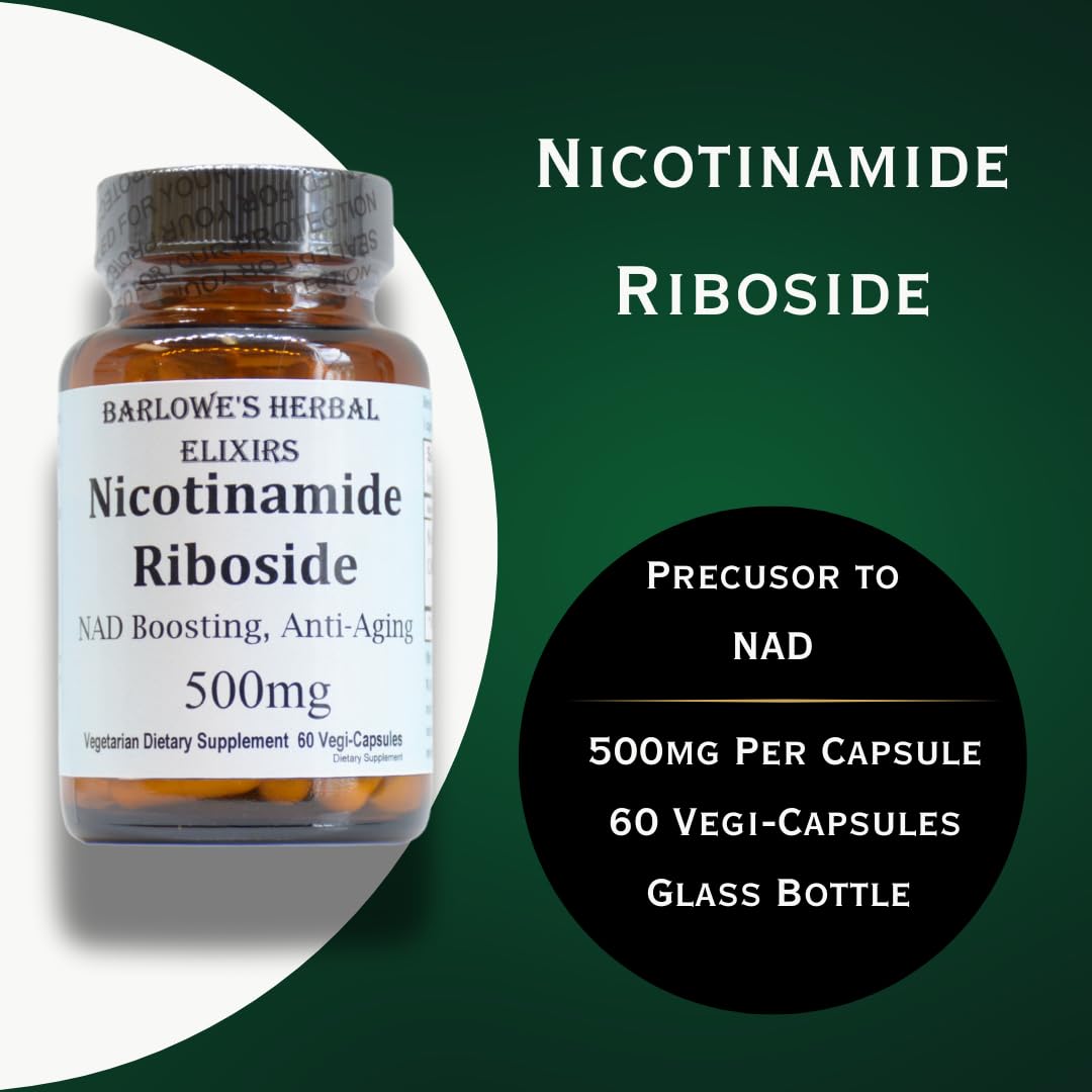 Barlowe's Herbal Elixirs Nicotinamide Riboside 500mg Per Capsule, 60 Capsules