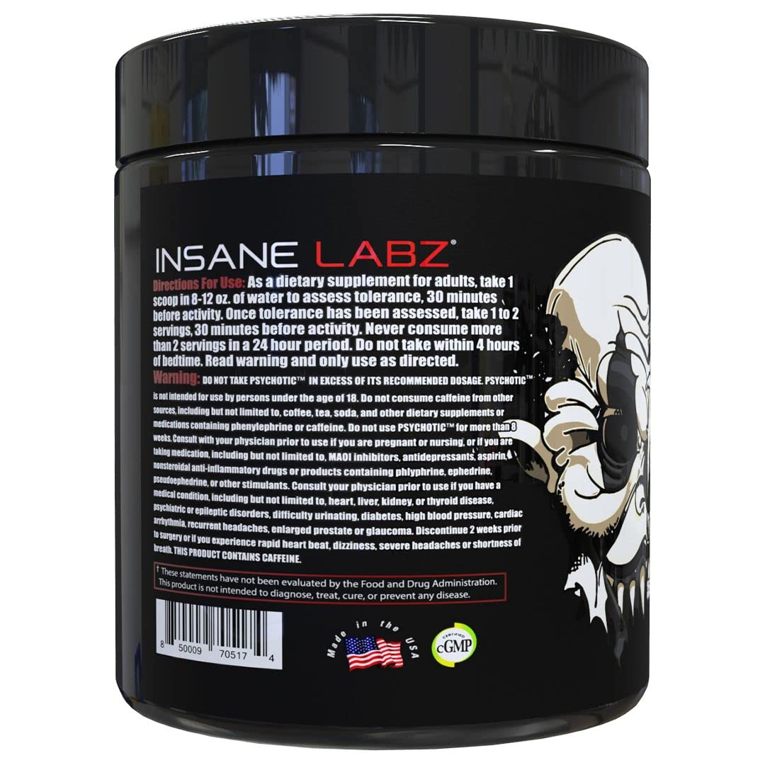 Insane Labz Psychotic Black Edition Mid Stimulant Pre Workout Powder 7.8