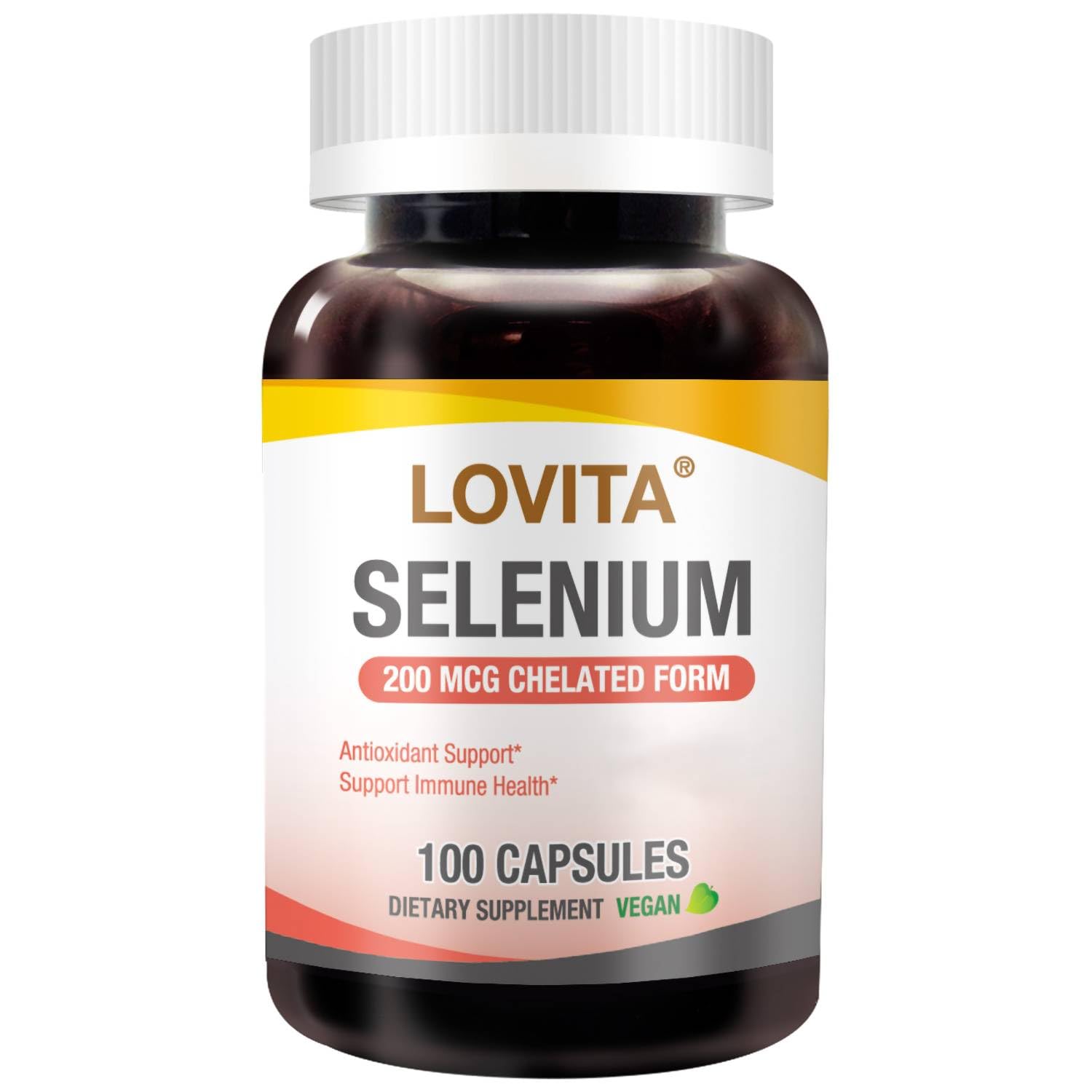 LOVITA Selenium 200 mcg Glycinate Chelated Form for High Absorption, 100 Capsules