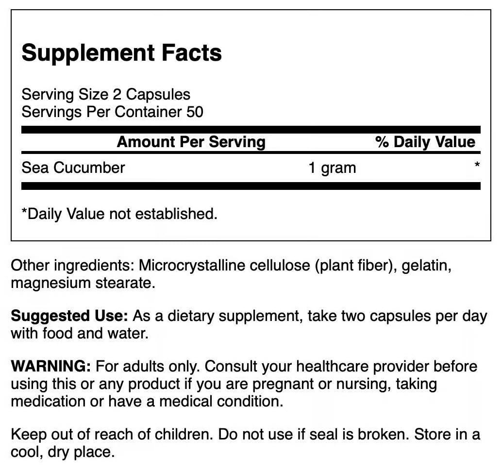 Swanson Sea Cucumber Capsules, 400 Count