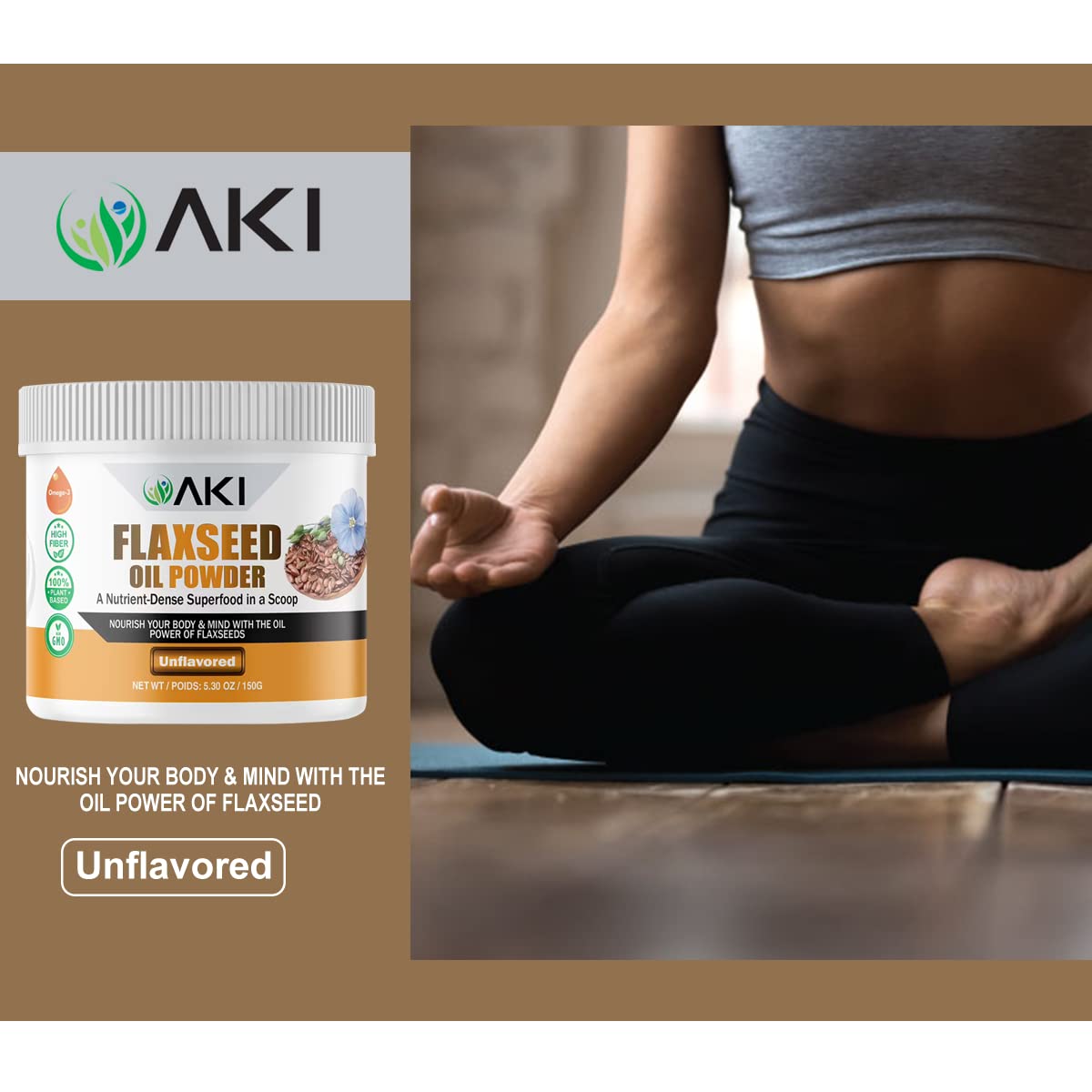 AKI Organic Flaxseed Oil Powder, 6 oz
