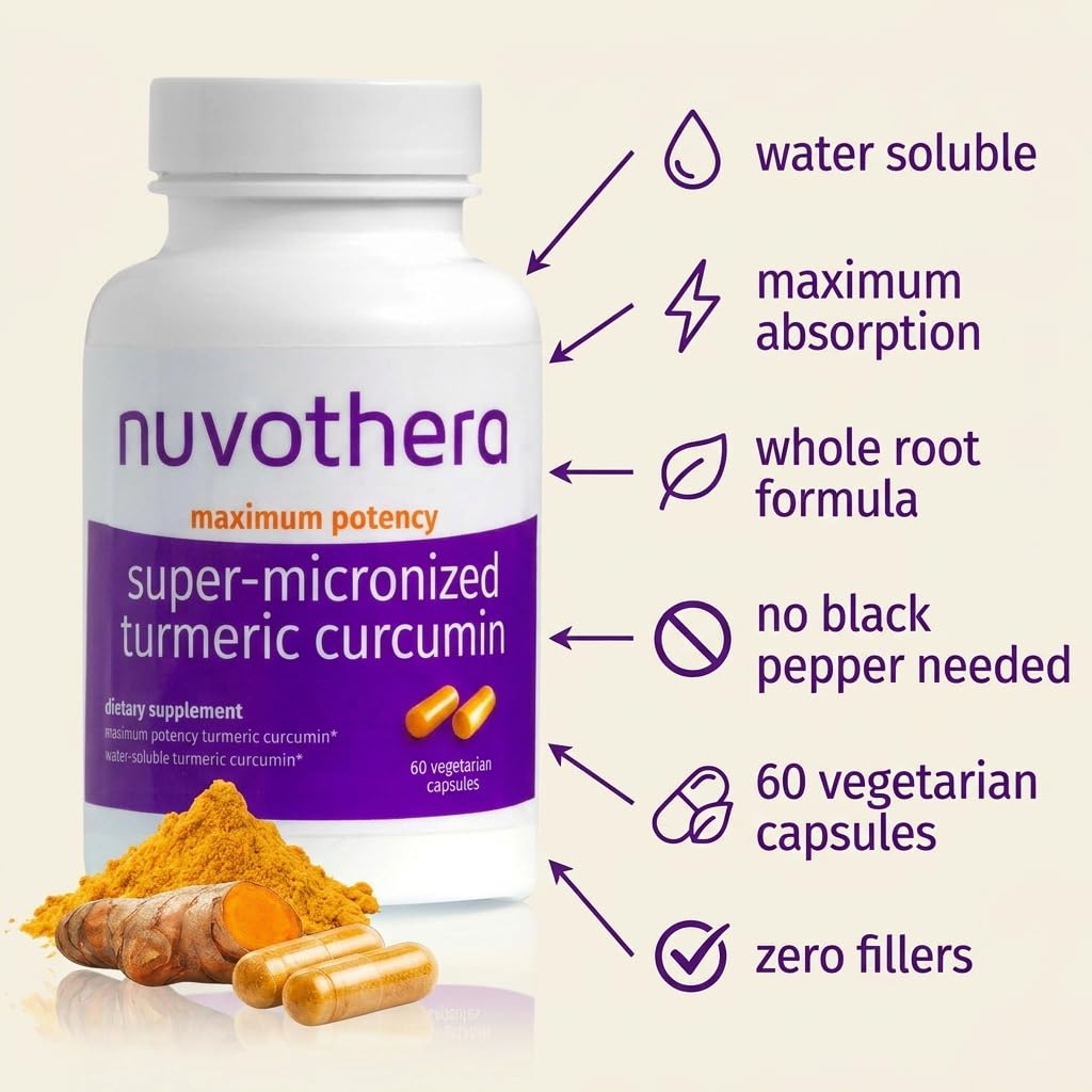 Nuvothera Super-Micronized Turmeric Curcumin Capsules 120 Count