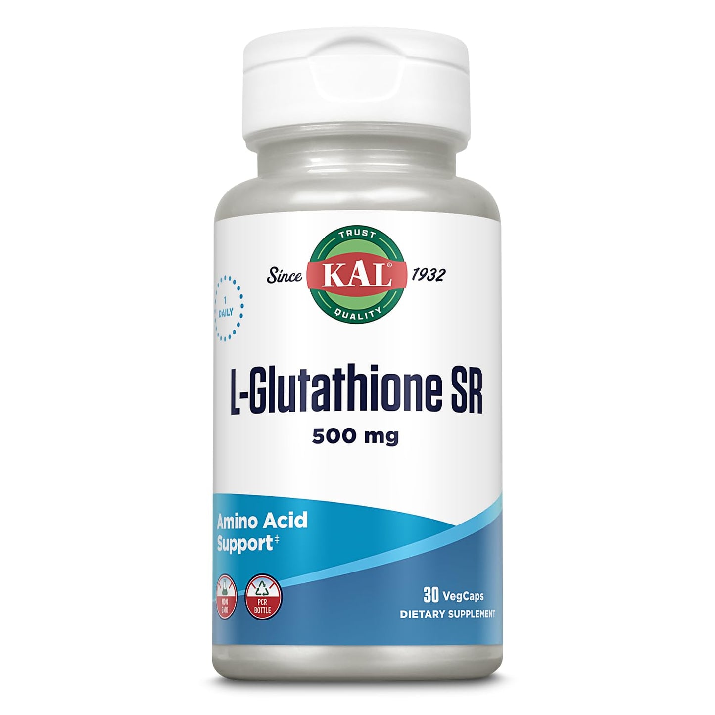KAL L-Glutathione SR Reduced Glutathione Supplement, Capsule, 30 Count