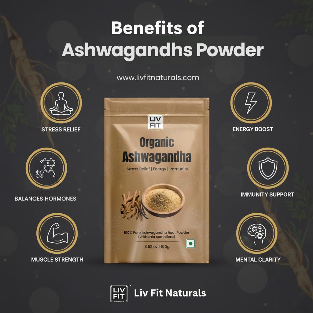 LIV FIT NATURALS Himalayan Ashwagandha Powder 3.5 Ounce