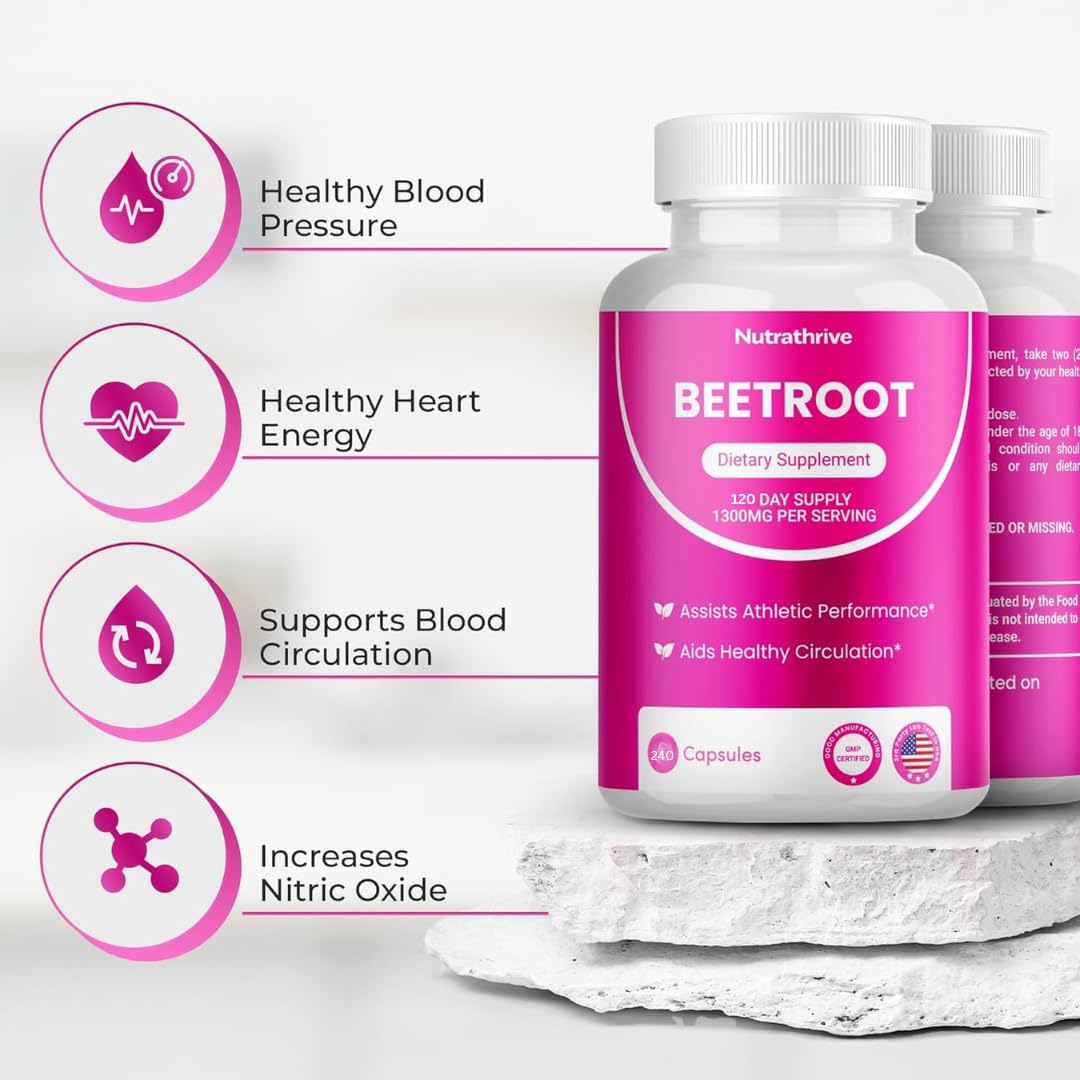 Nutrathrive Organic Beet Root Capsules 240 Count