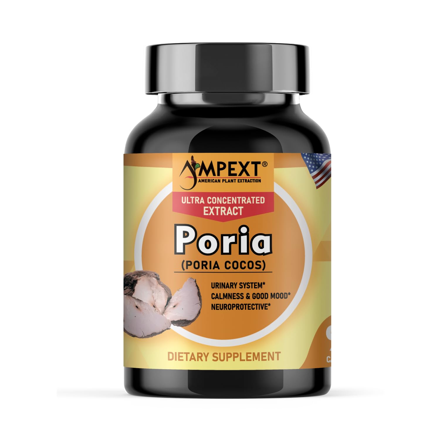 AMPEXT Poria Cocos Mushroom Extract Capsules, 90 Veg Caps