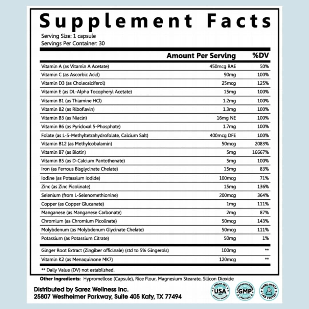 Sarez GLP-1 Daily Nutrient Support Capsule 30 Count