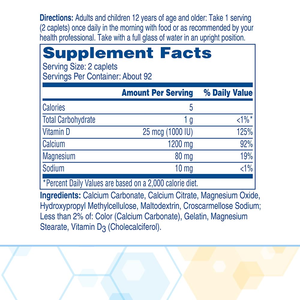 Citracal Calcium 1200 mg with Vitamin D3 and Magnesium Caplets, 185 Count
