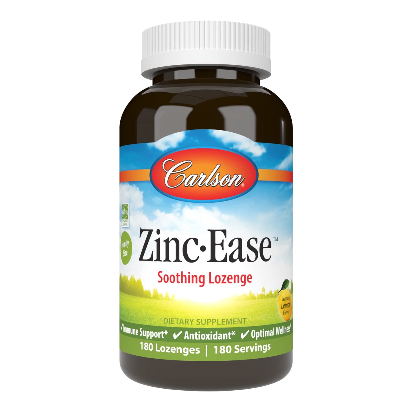 Carlson Zinc-Ease Soothing Lozenge, Zinc Citrate, Lemon, 180 Lozenges