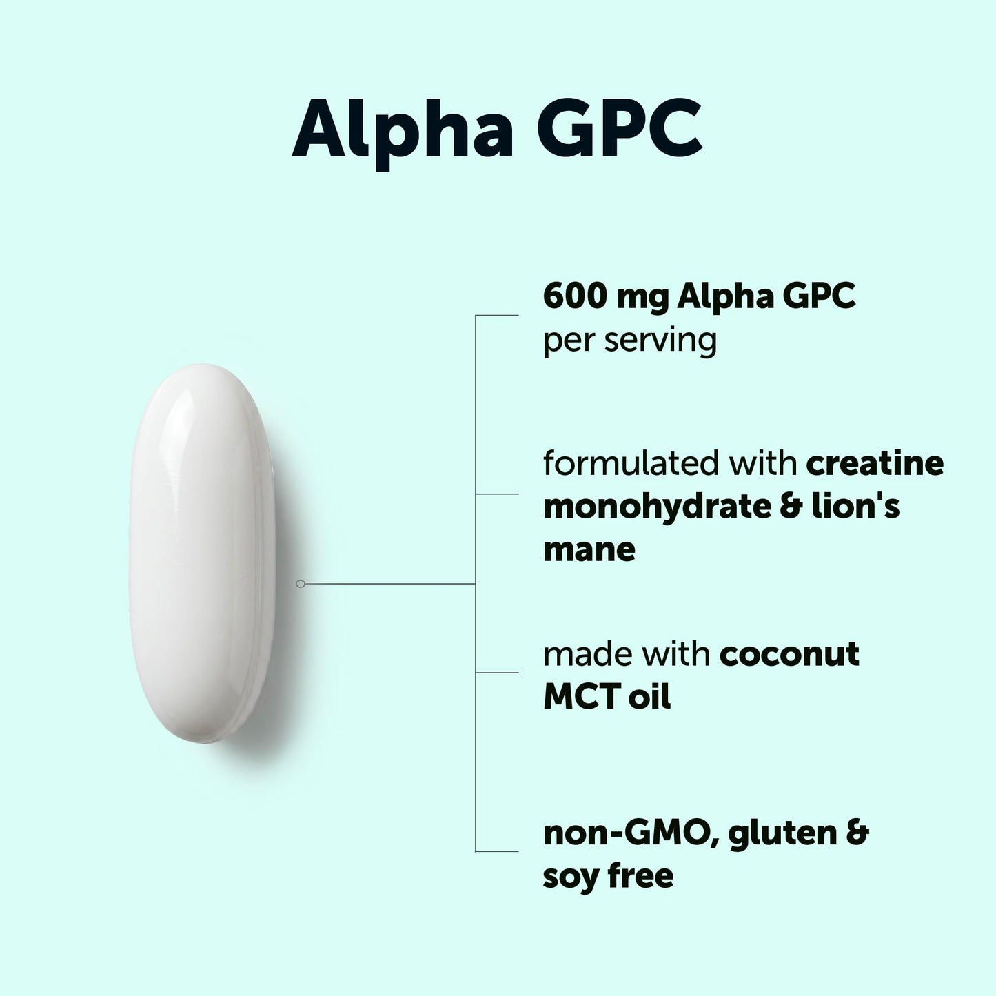 Micro Ingredients Alpha GPC 600mg per Serving with MCT Oil Softgel, 240 Count