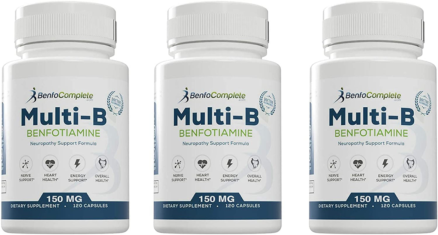 BenfoComplete Benfotiamine Multi-B Neuropathy Support Formula Capsules, Pack of 3 Bottles