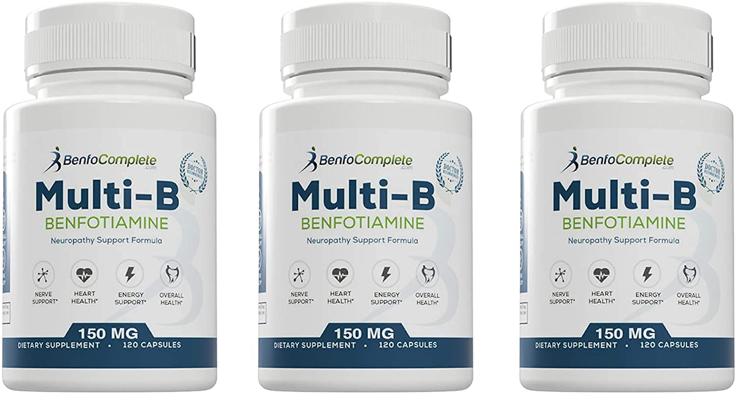 BenfoComplete Benfotiamine Multi-B Neuropathy Support Formula Capsules, Pack of 3 Bottles