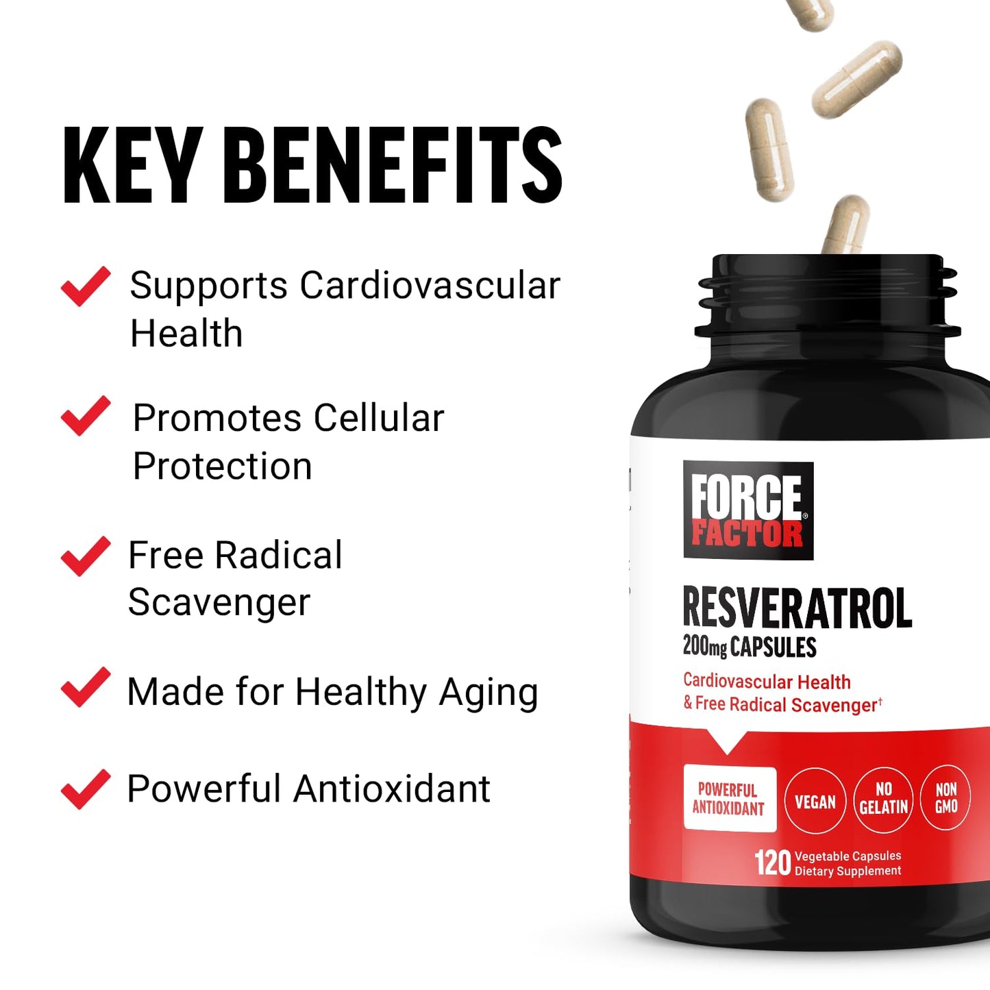 Force Factor Resveratrol Supplement Capsule, 120 Count