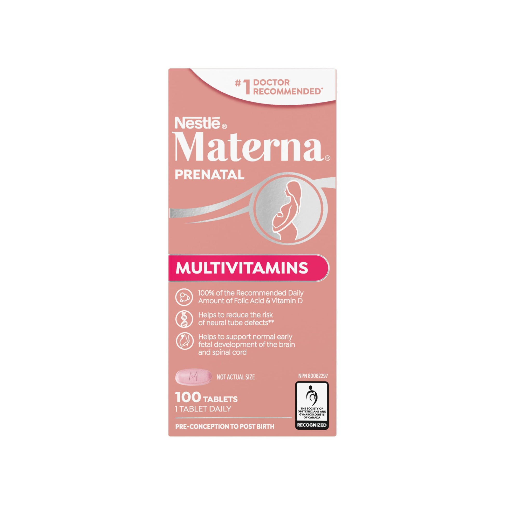 Materna Nestle Prenatal Postpartum Vitamin & Mineral Supplement Tablet, 100 Tablets