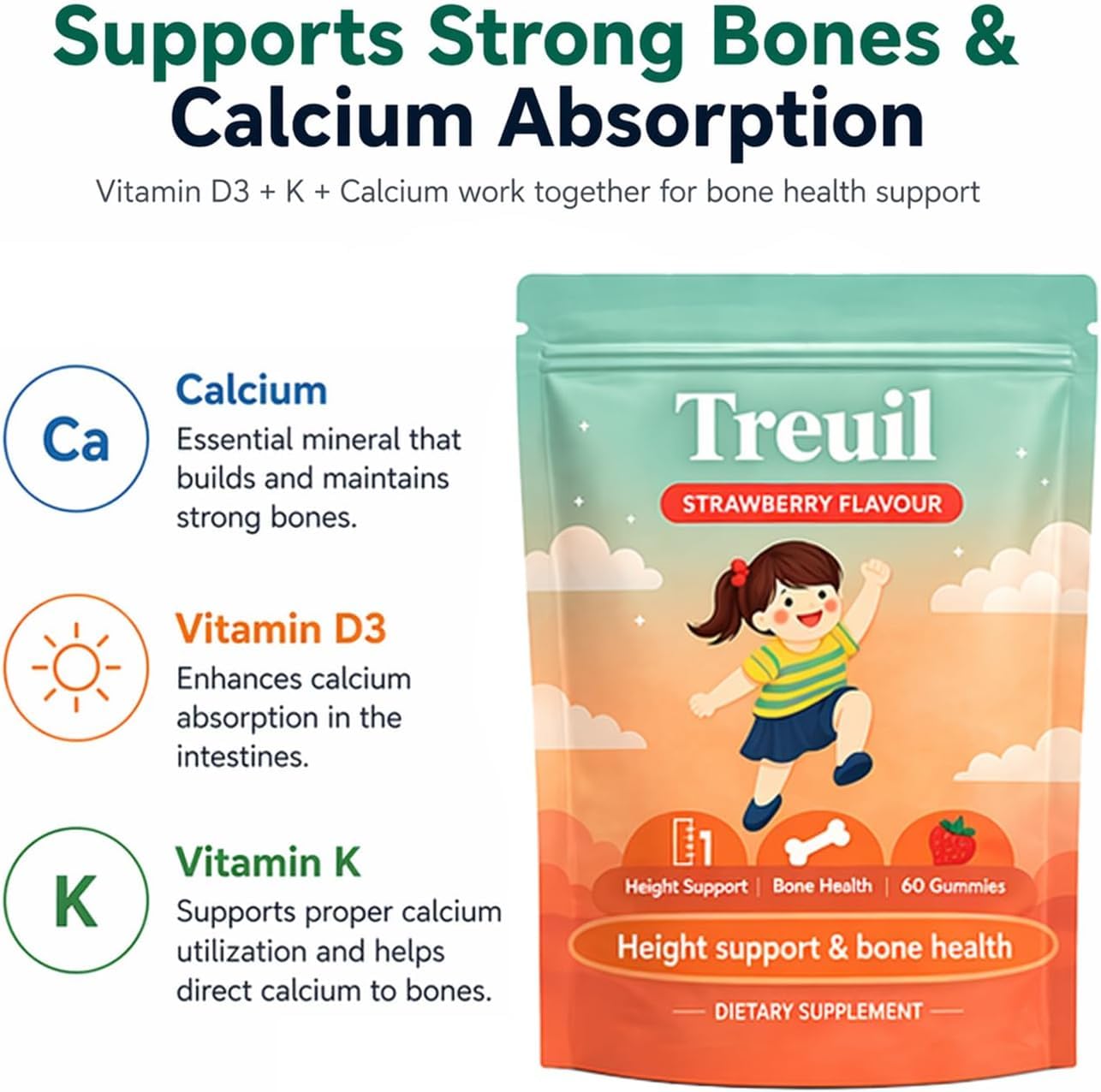 Treuil Novexa Gummies for Bone Health & Daily Vitality Support, 60 Count