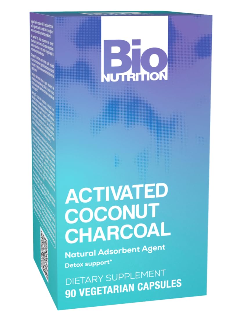 Bio Nutrition Activated Coconut Charcoal 260 mg Vegetarian Capsules, 90 Capsules