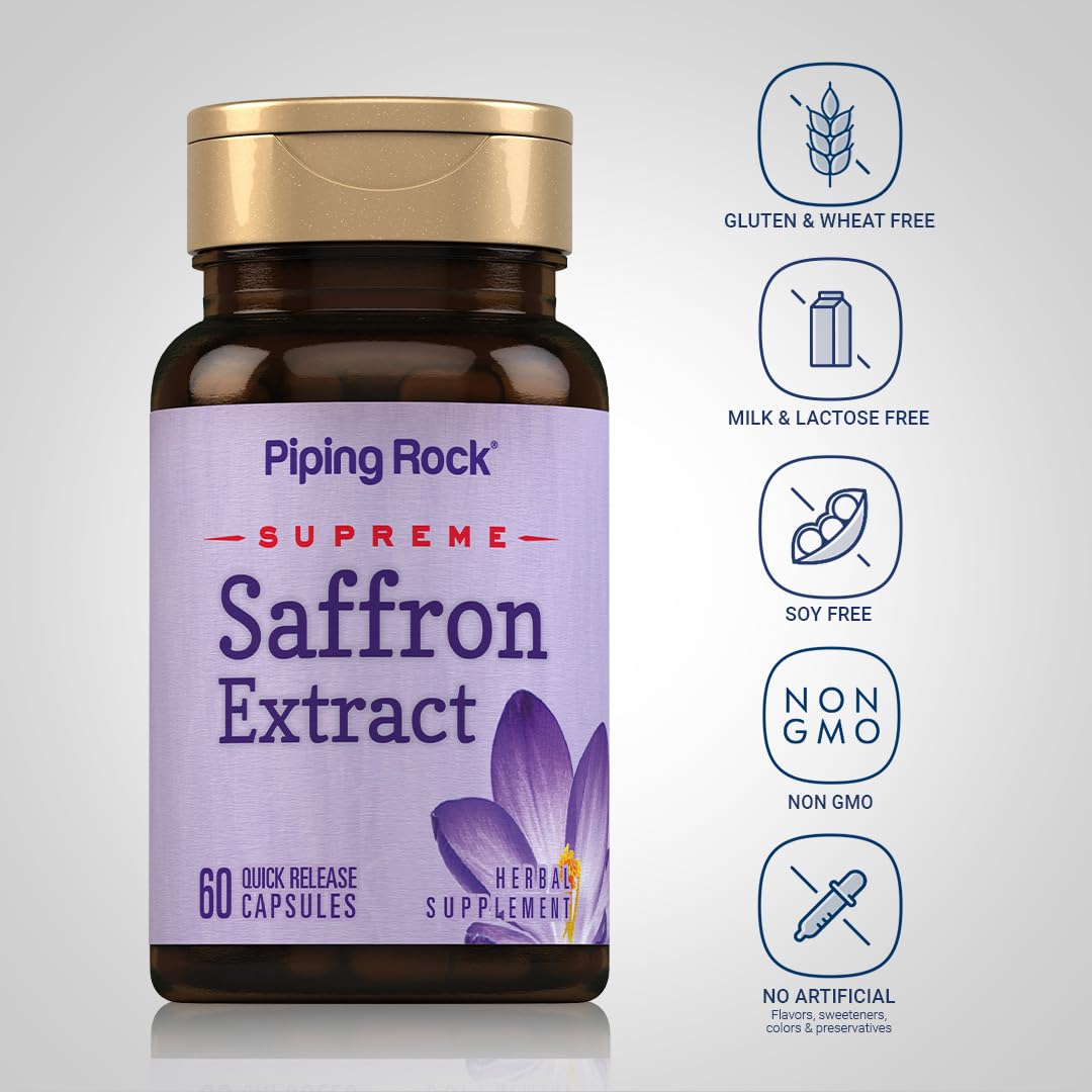 Piping Rock Ultimate Saffron Extract 88.5 mg, 60 Quick Release Capsules