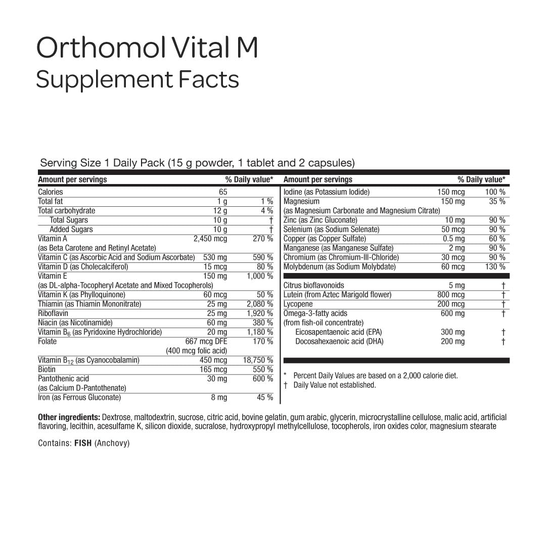 Orthomol Vital M Powder, 30-Day Supply