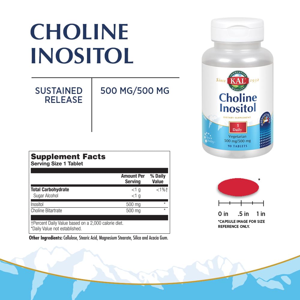 KAL Choline Inositol Tablets 195/500 mg, 90 Tablets