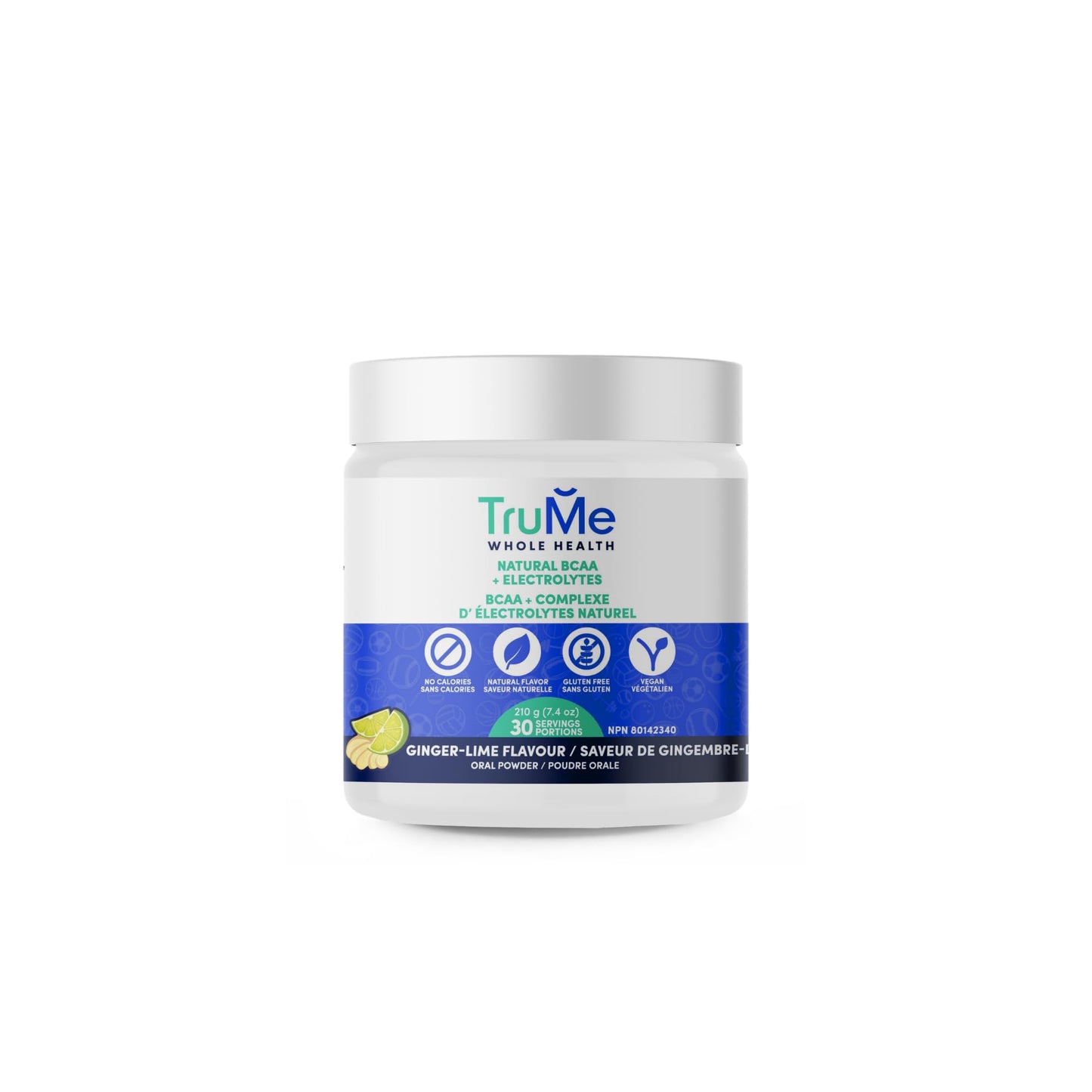 TruMe Whole Health Informed Sport Certified BCAA Ginger Lime Powder, 8 Servings
