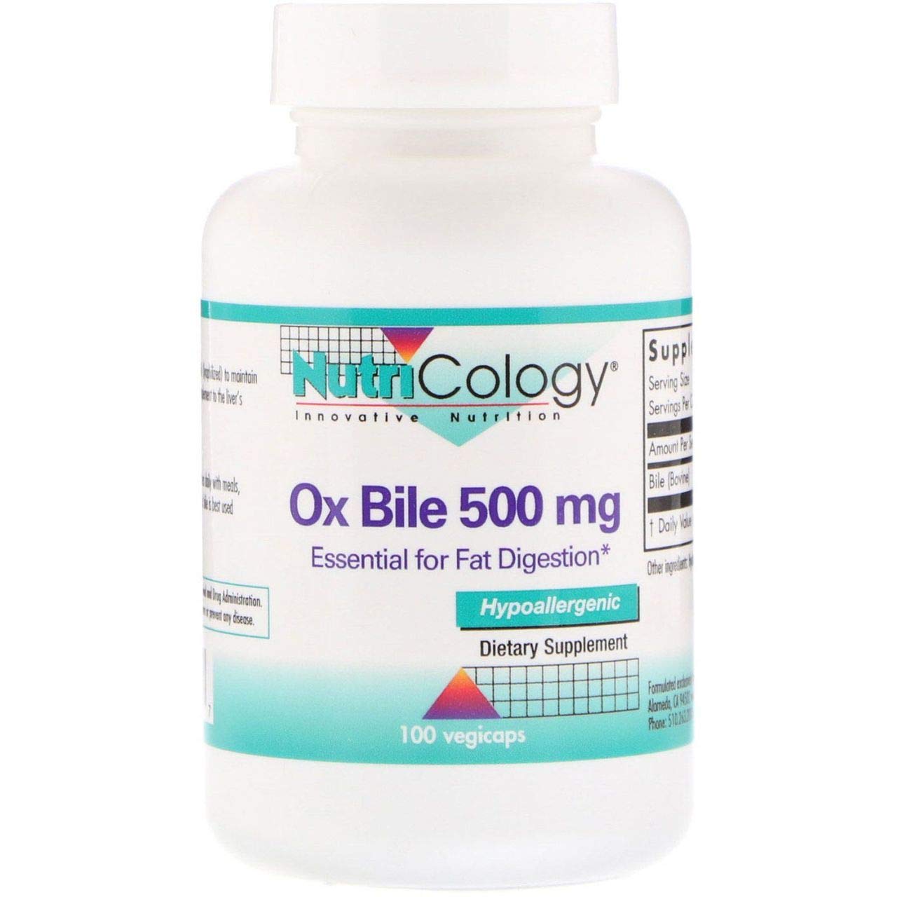 Nutricology N.C. Ox-Bile Freeze-Dried Capsule, 100 Capsules