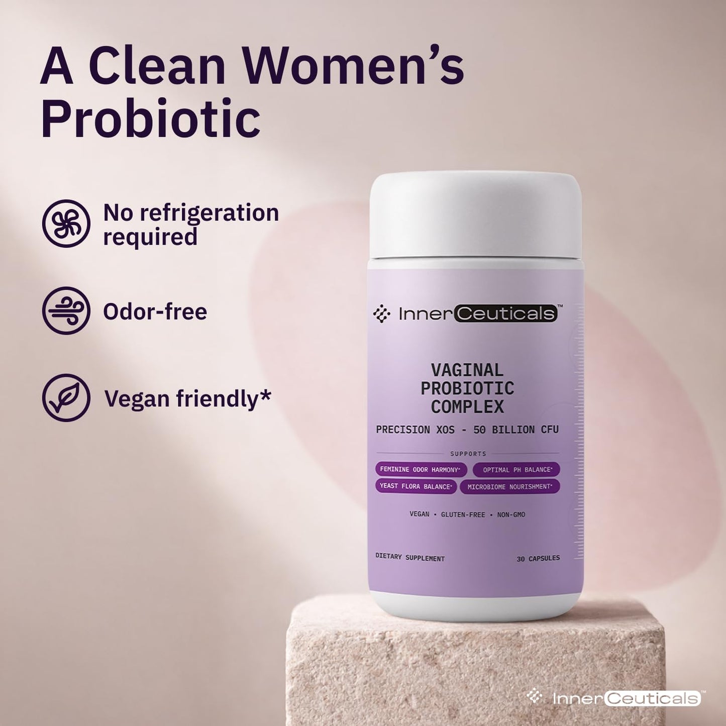 Innerceuticals Women’s Probiotic Vaginal Health – 50 Billion CFU Probiotic Capsule, 1 Count