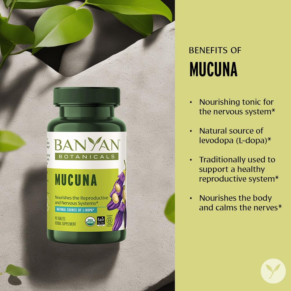 Banyan Botanicals Organic Mucuna Pruriens Tablets, 90 Count