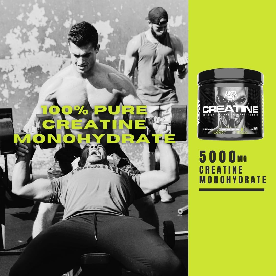 AREA 51 USA Premium Creatine Monohydrate Powder, 10.58 Ounce, 60 Servings