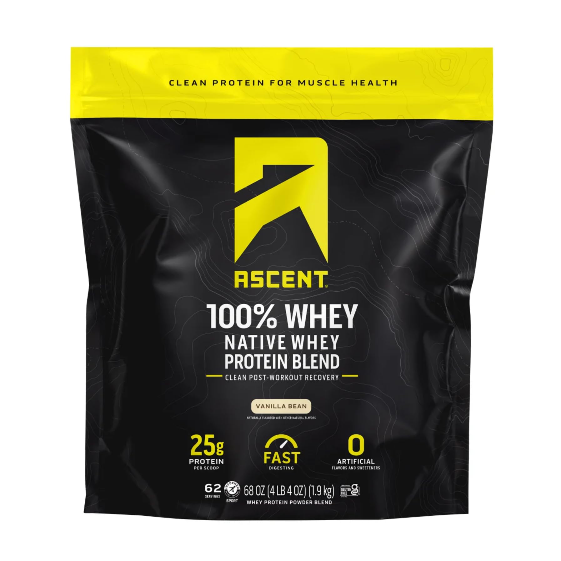 Ascent Native Fuel Whey Protein Powder Vanilla Bean, 68 Servings