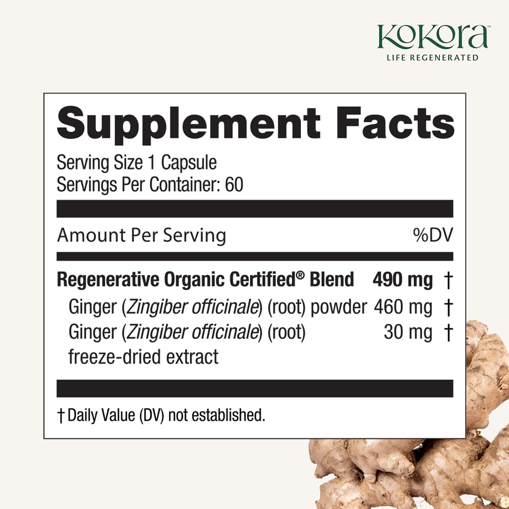kokora Regenerative Ginger Capsules, 60 Count