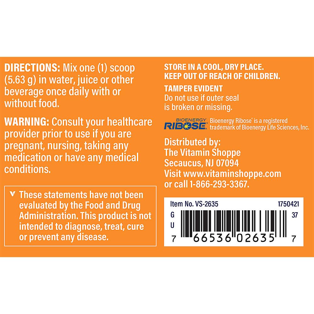 The Vitamin Shoppe D-Ribose Powder - ATP Energy Production & Heart Health, 7.05 oz