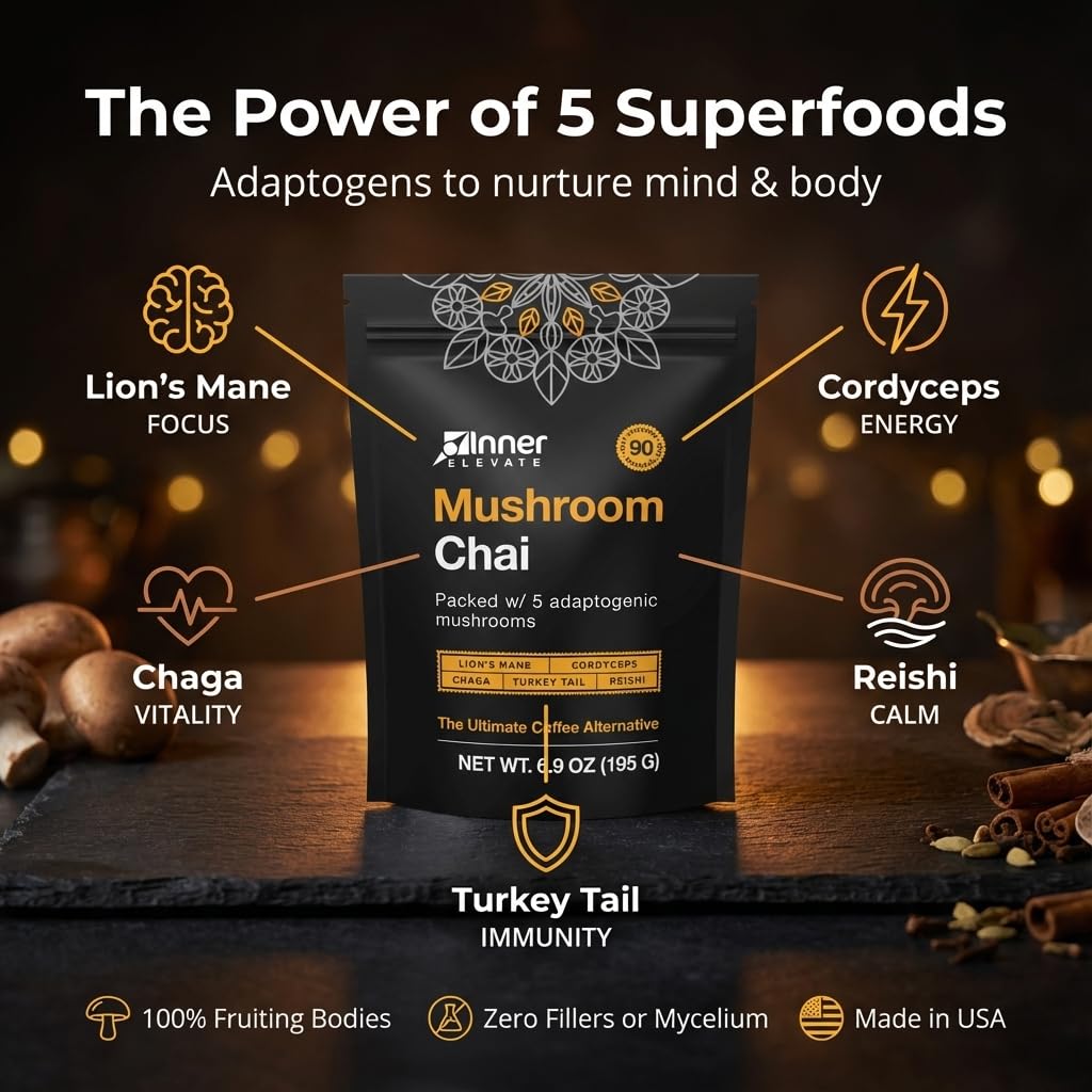 Inner Elevate Mushroom Chai Powder, 90 Servings