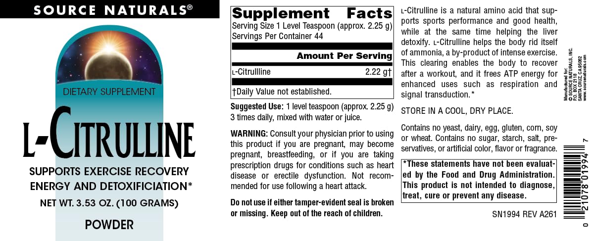 Source Naturals L-Citrulline Powder 3.53 Ounce