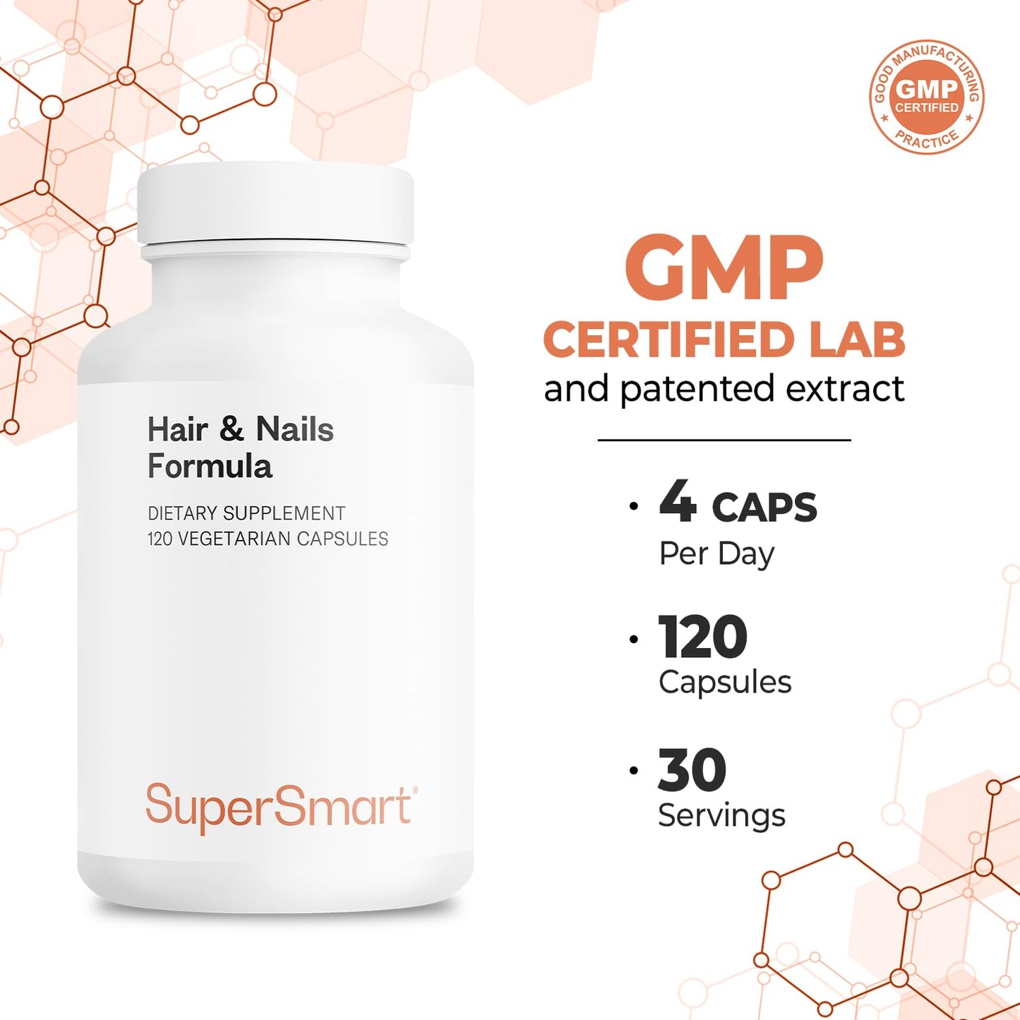 Supersmart Hair & Nails Formula 120 Vegetarian Capsules
