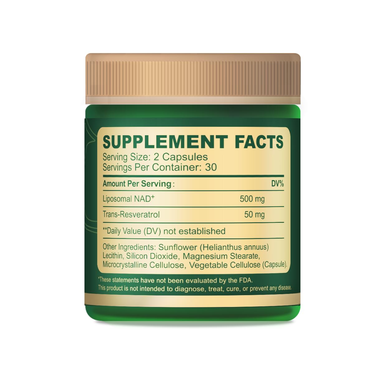 Herbal Bee Liposomal NAD+ Supplement 500 Mg with NAD Trans-resveratrol 50 Mg – Cellular Energy & Mitochondrial Support – Healthy Aging & Antioxidant Support – 60 Capsules