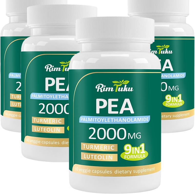 RimTuku Liposomal Palmitoylethanolamide 2000mg + Luteolin 200mg + Turmeric 200mg & Fisetin 100mg, Micronized Pea 99% Highly Purified Enhanced Absorption Pea Supplement Capsules, 240 Count
