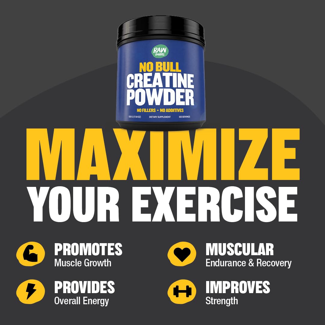 Raw Barrel No Bull Creatine Monohydrate Powder 1.1 lb
