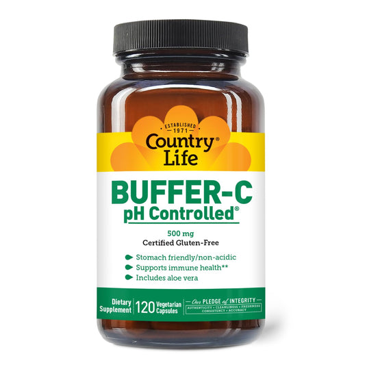 Country Life Buffer-C 500 mg Vitamin C with Bioflavonoids Capsules, 120 Count