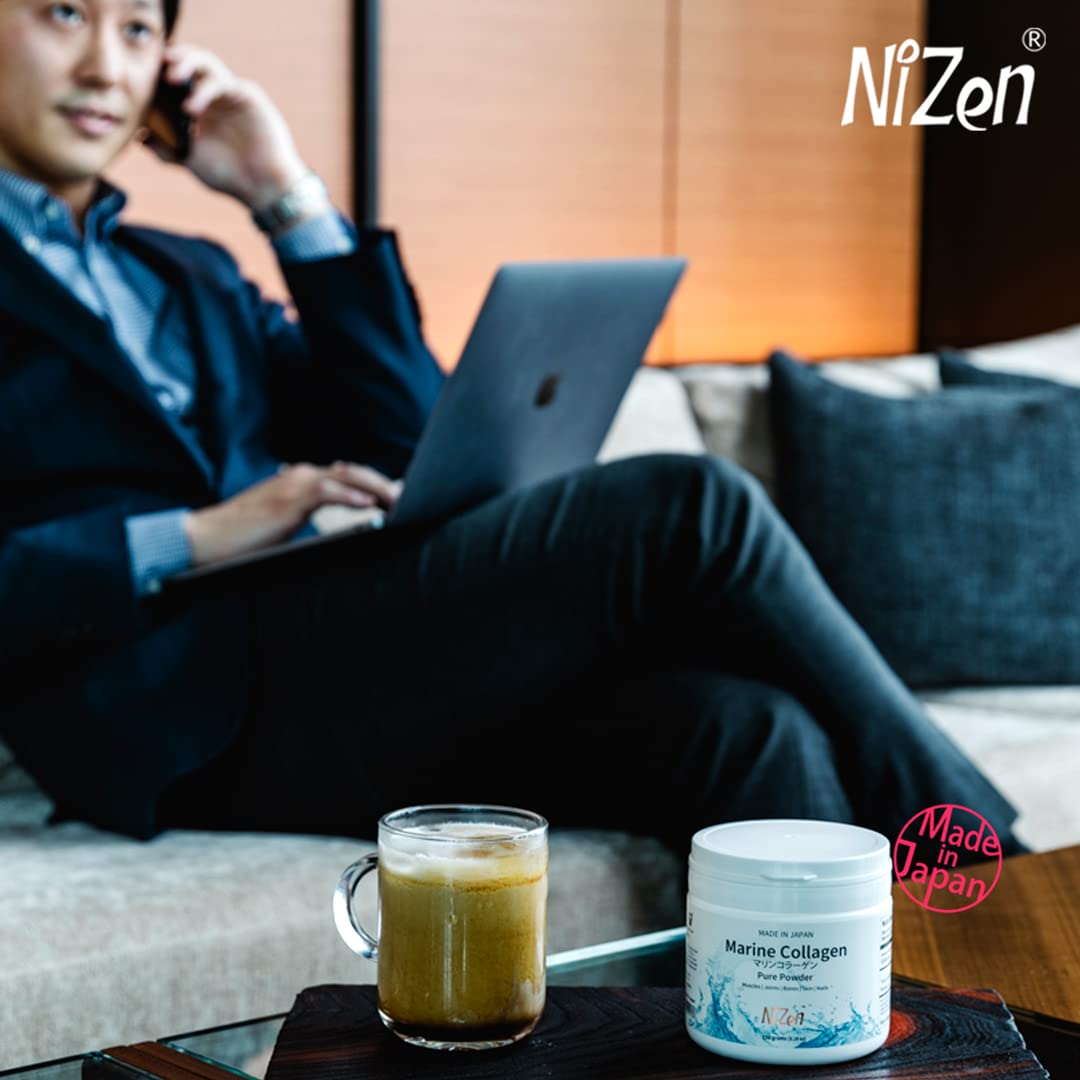 Nizen Marine Collagen Pure Powder, Hydrolyzed Peptides Easy-to-Digest Amino Acids Supplement, Unflavored, Non-Clumping, Made in Japan, 5.3 oz
