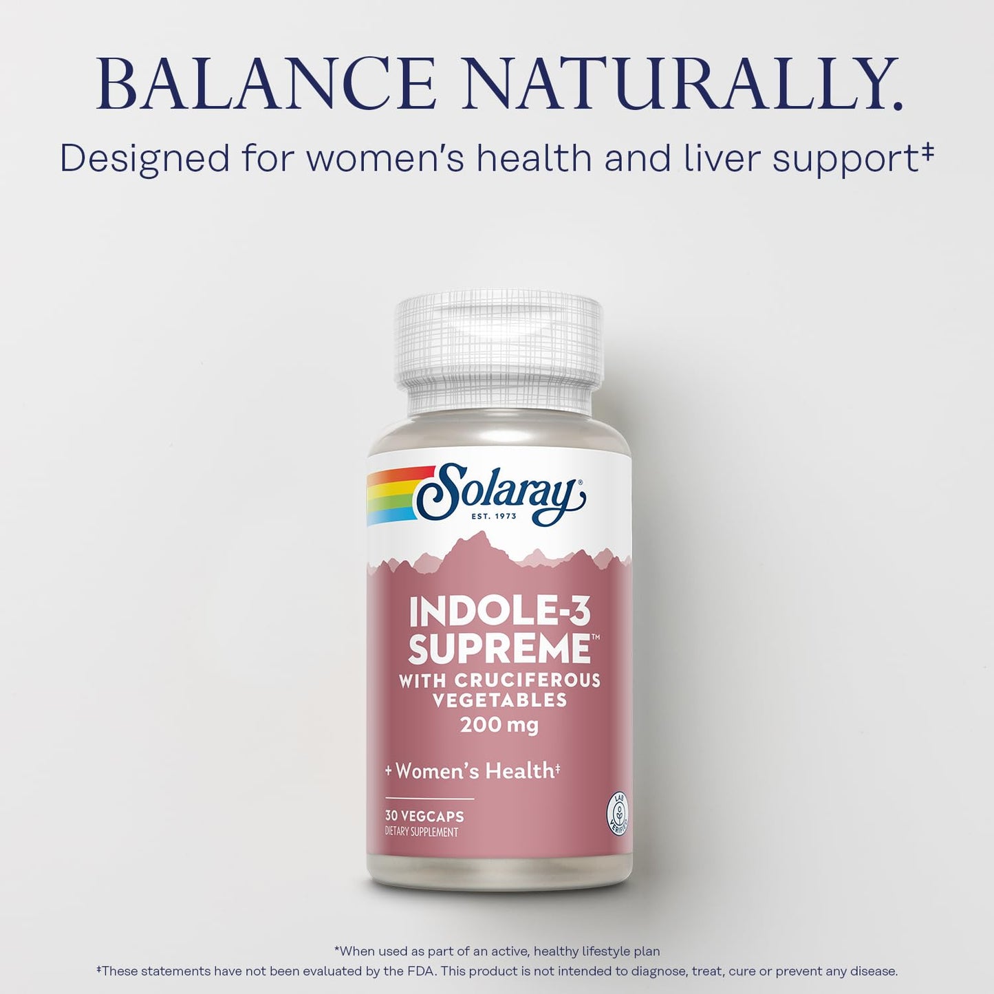 SOLARAY Indole-3 Supreme with Cruciferous Vegetables Capsules, 30 Count