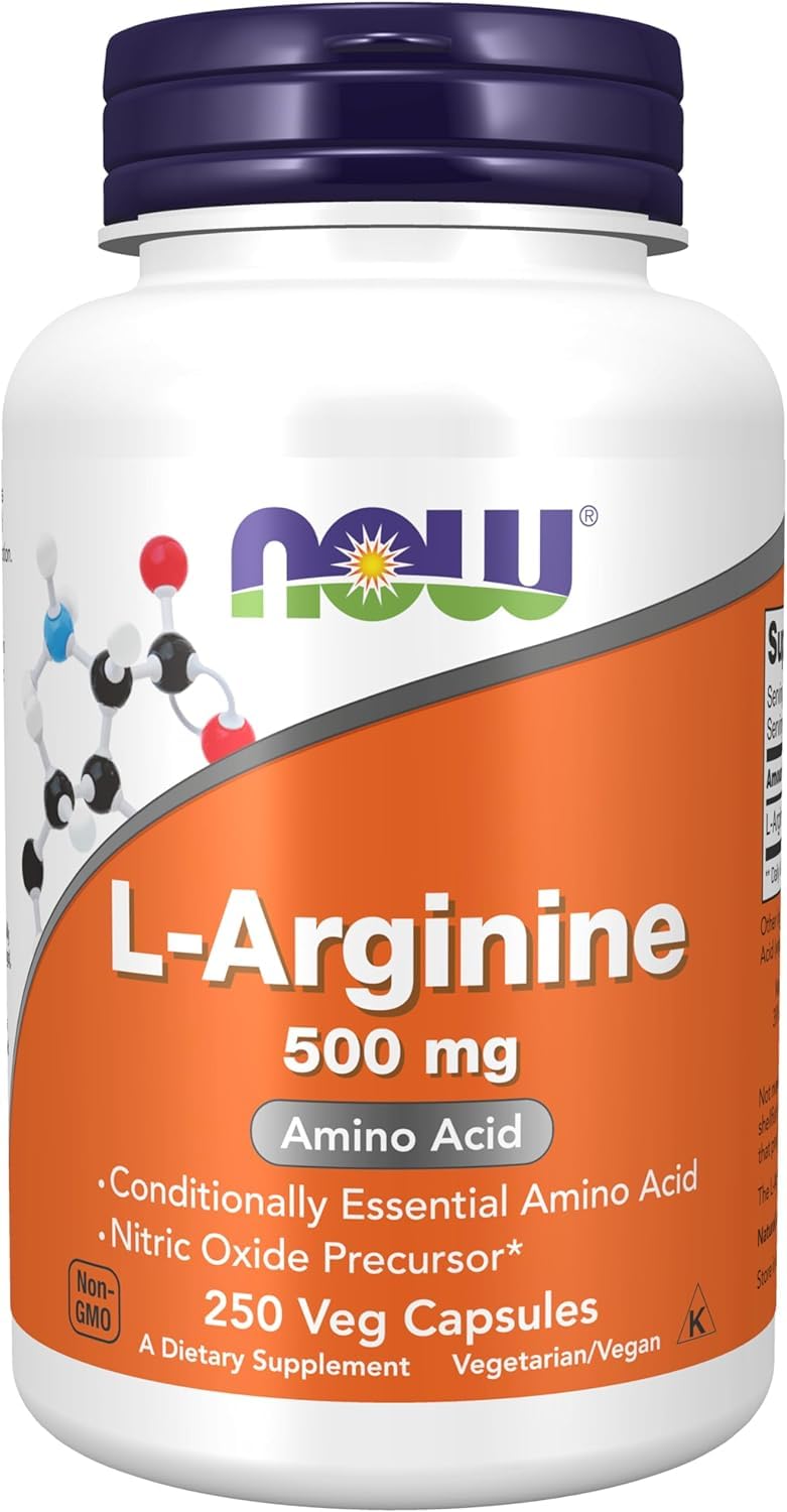 NOW Foods L-Arginine 500 mg Capsule, 250 Veg Capsules
