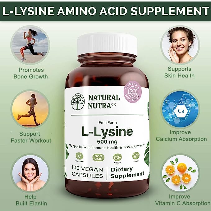 Natural Nutra L-Lysine HCl 500mg Capsule, 100 Capsules