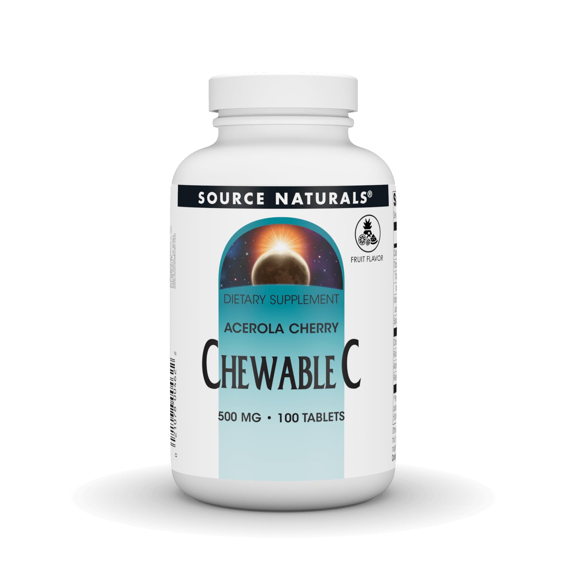 Source Naturals Chewable C Acerola Cherry Immune Support 500mg Tablets, 100 Tablets