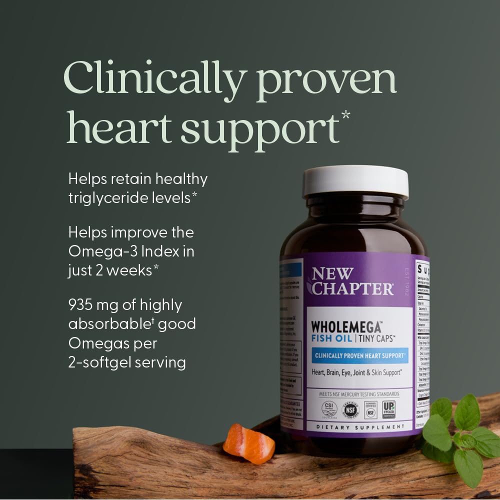 New Chapter Wholemega Fish Oil Supplement Softgels, 90 Count