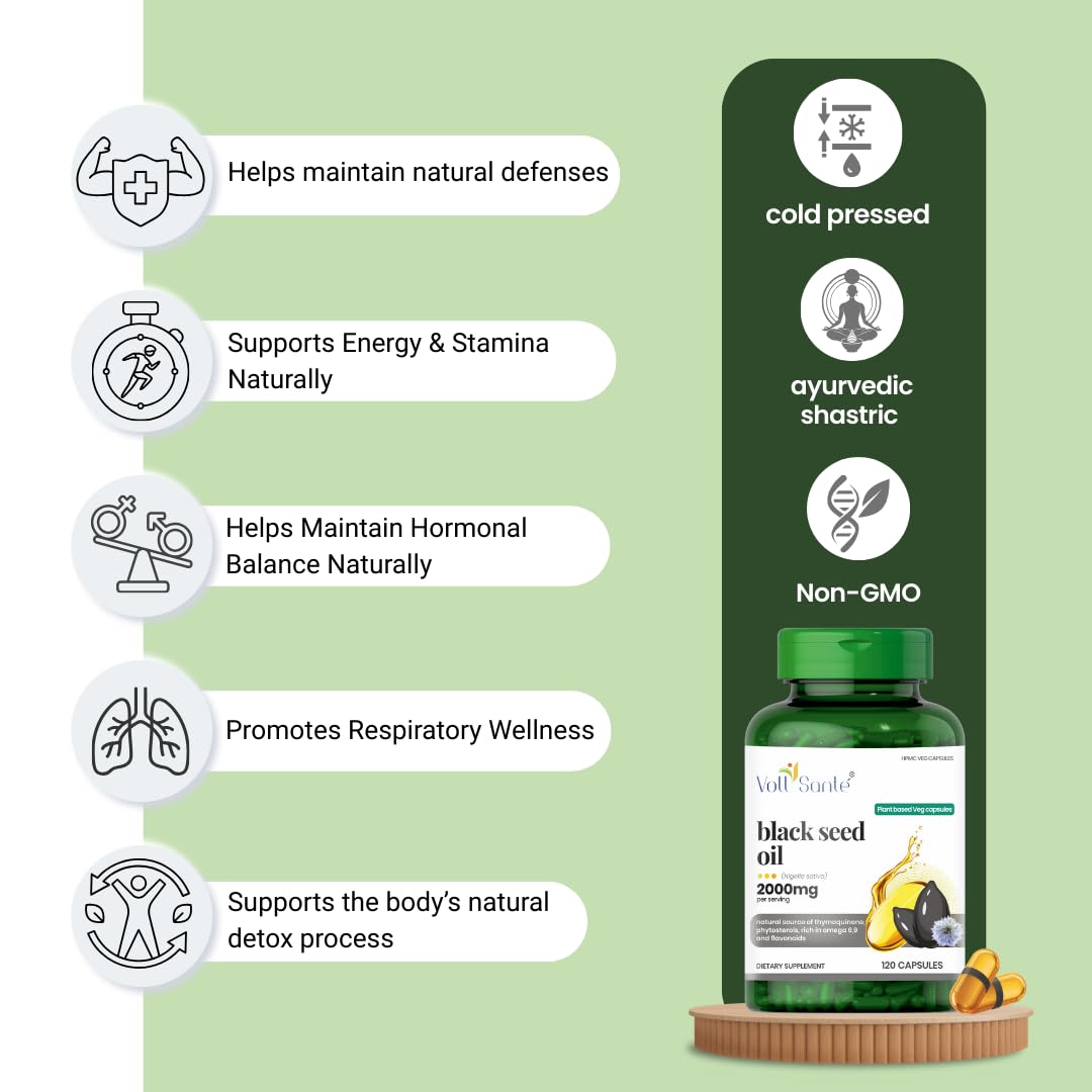 Voll Santé Black Seed/Nigella Sativa Seed Oil Capsules 120 Capsules