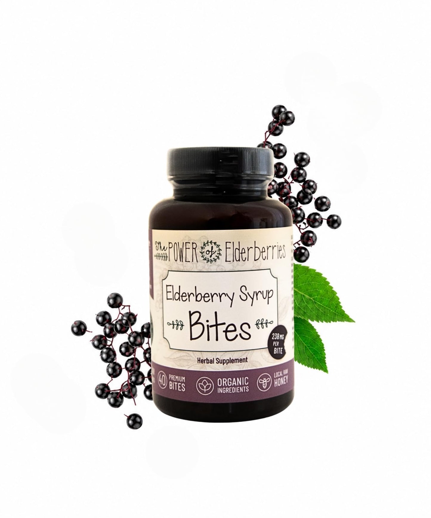 The POWER of Elderberries Elderberry Syrup Bites Gummy Chewable 40 Count