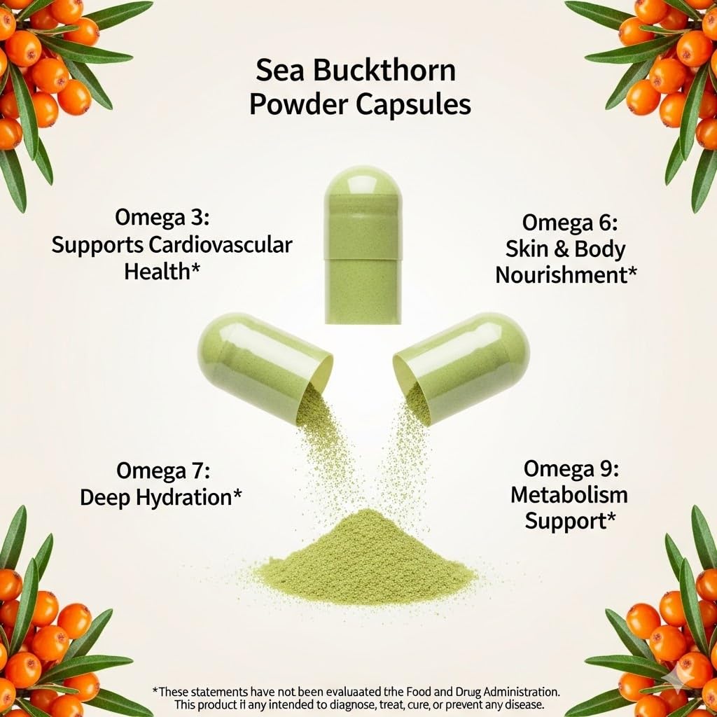 Morsan Healthcare Organic Sea Buckthorn Powder, 120 Veg Capsules