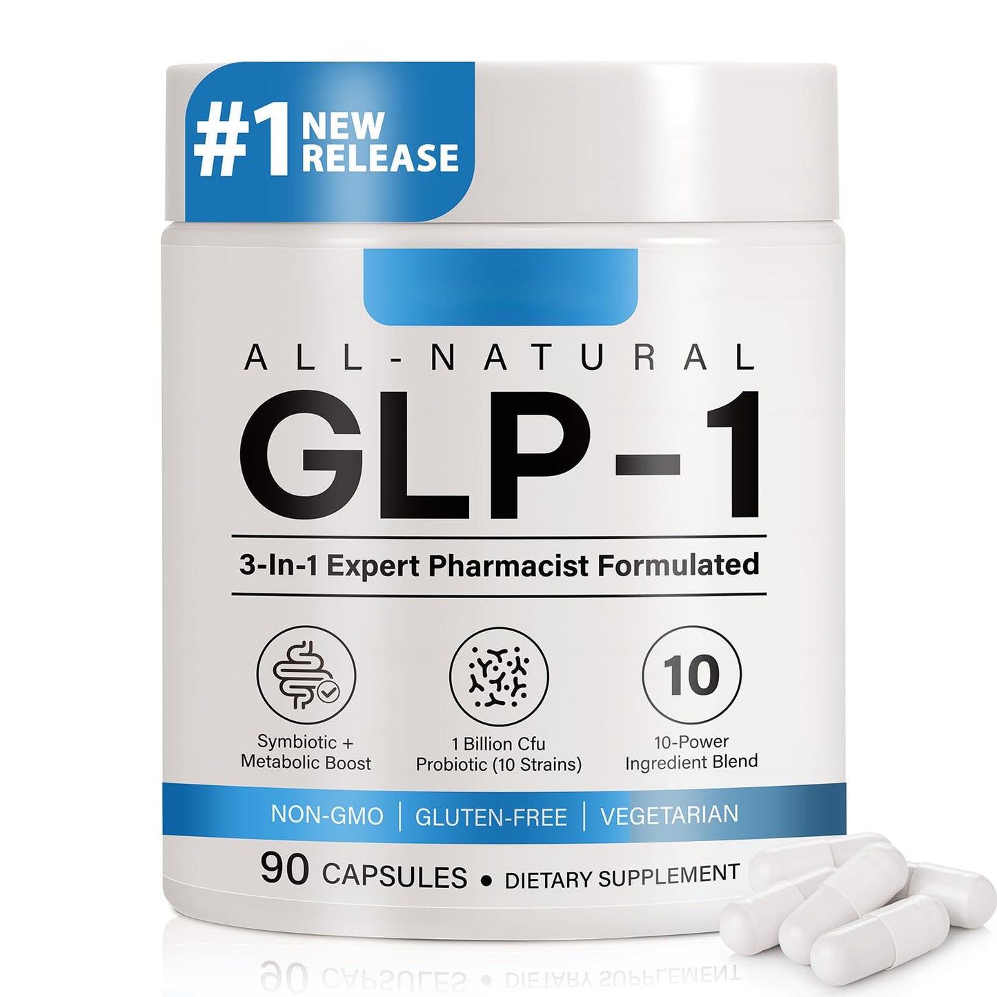 Bivinke GLP-1 Supplement for Women and Men, Hunger & Metabolism Support - Support GLP1 Naturally, with Prebiotic & Probiotic Blend, 90 Capsules