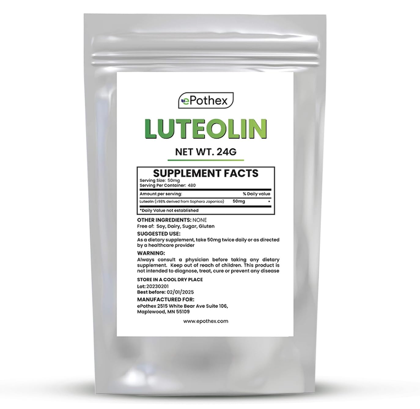 Luteolin Powder ePothex Pure Luteolin Powder, 0.85 Ounce