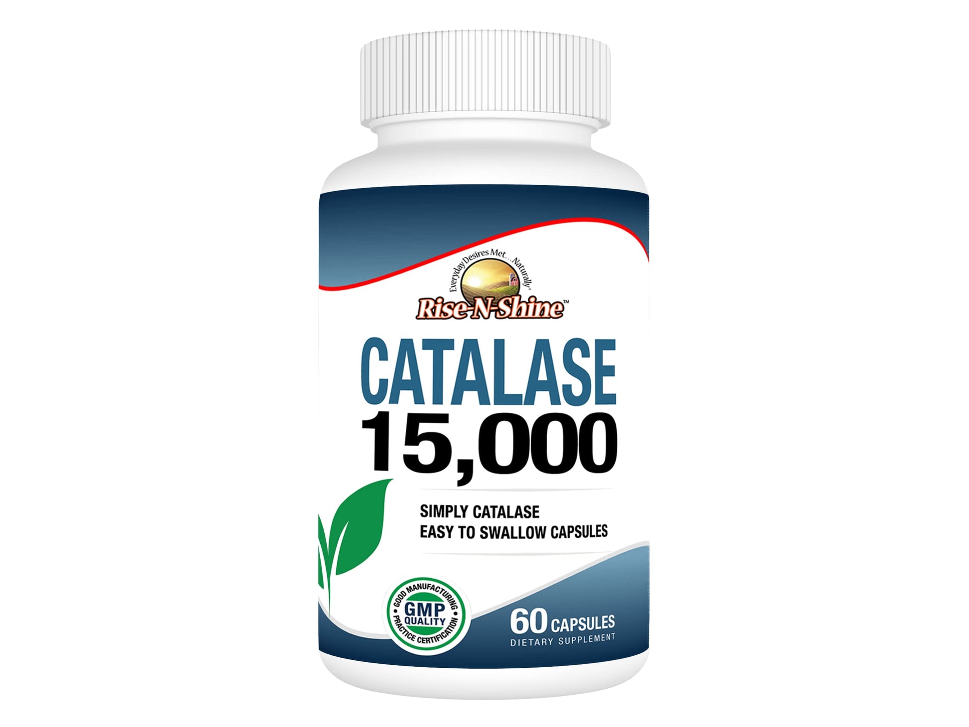 Rise-N-Shine Catalase Supplement 15,000 Powerful Antioxidant Enzyme for Hair Health, Strong Hair Support, 60 Capsules